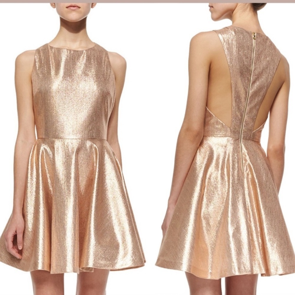 Alice + Olivia Tevin Fit and Flare Dress Rose Gold